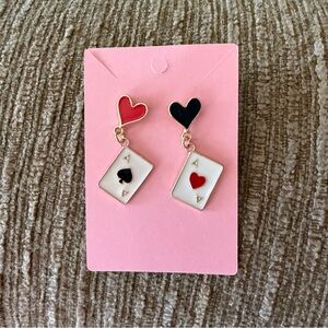 Heart and Card Dangle Earrings